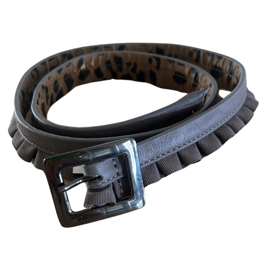 Betsey Johnson Ruffle Leather Grey Brown Belt Size Large